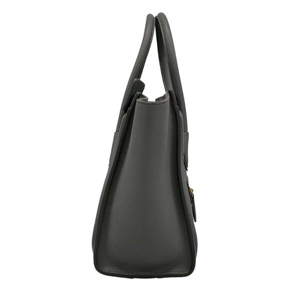 Auth CELINE Luggage Micro Shopper - Gray Leather Handbag - Picture 2 of 15